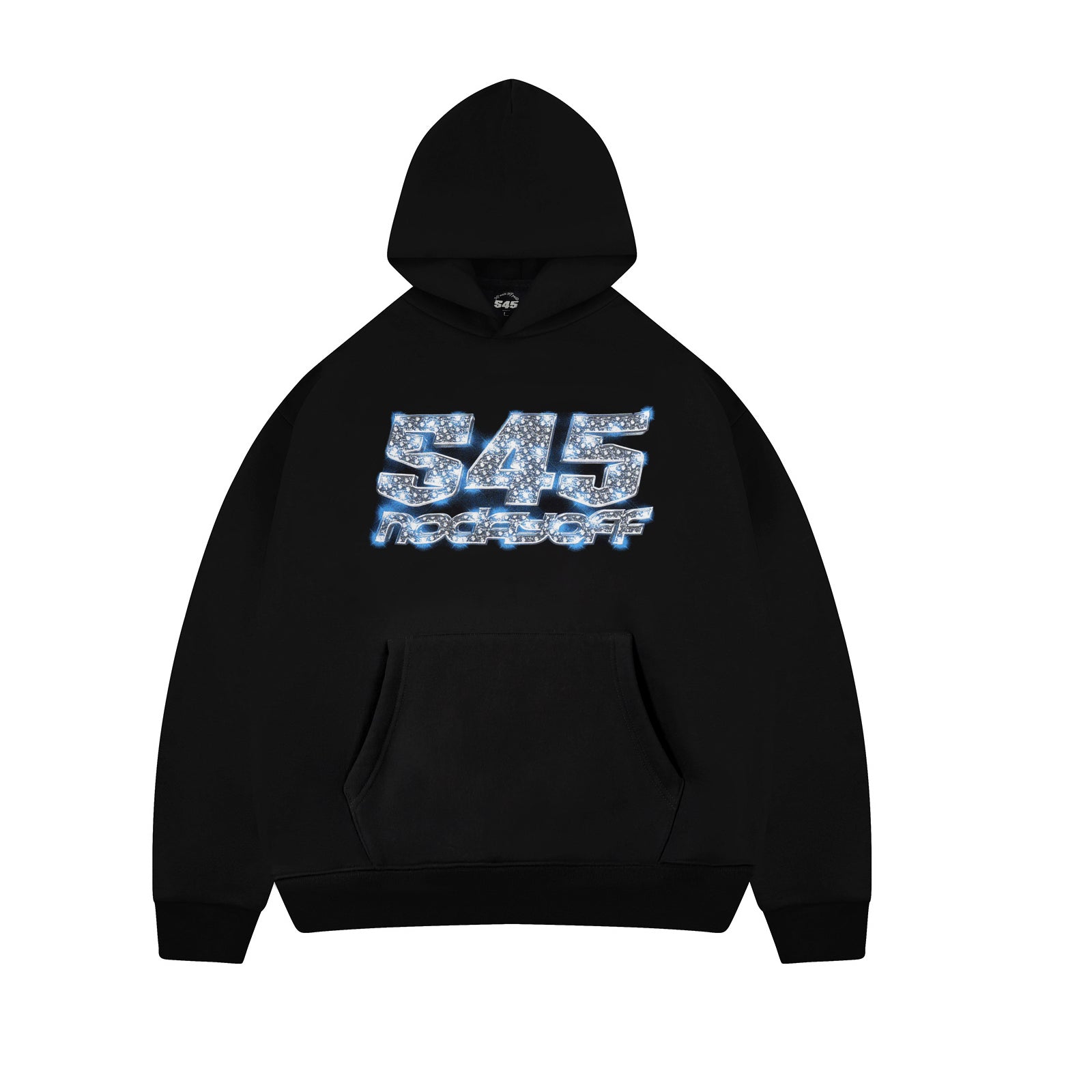 S45 Ice Blue Full Diamond Print Logo Hoodie