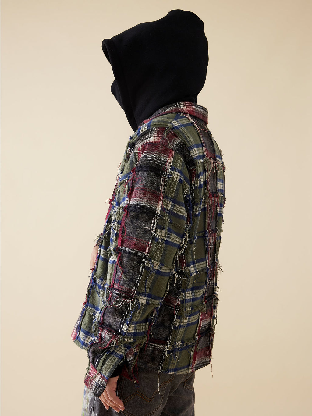 EVILKNIGHT(EK) Color Blocking Plaid Long Sleeve Shirt