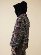 EVILKNIGHT(EK) Color Blocking Plaid Long Sleeve Shirt
