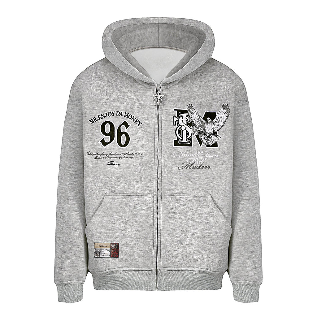Small Town Kid x MEDM Peace Dove Logo Zip Up Hoodie