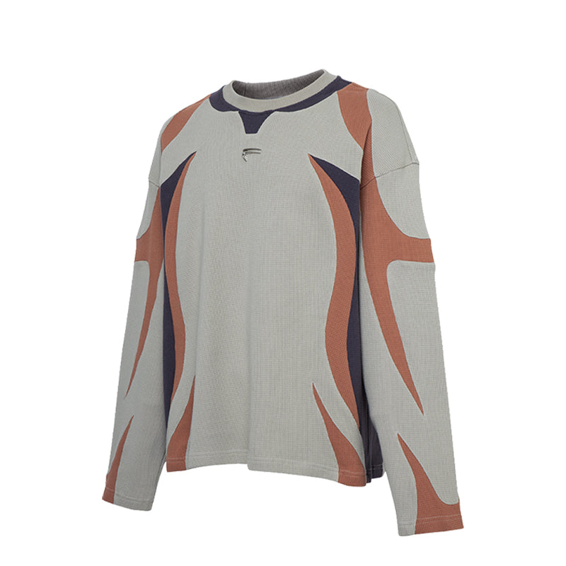 F2CE Deconstructed Clashing Color Waffle Sweatshirt