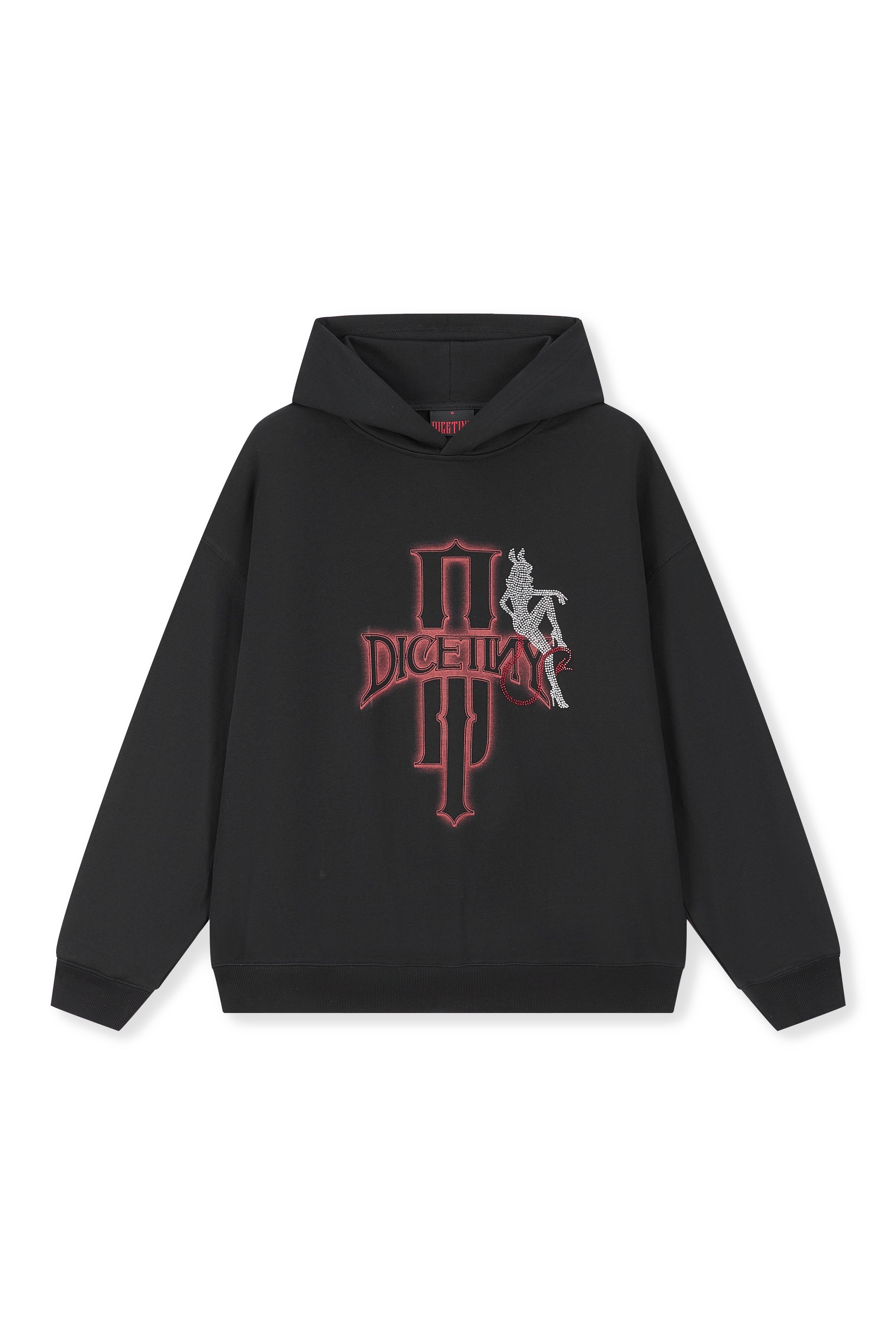 DICETINY Bunny Girl Pattern Rhinestone Hoodie