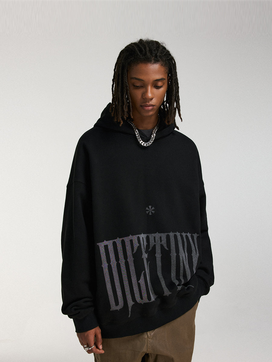 DICETINY Distressed Logo Printed Hoodie