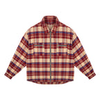 ANTIDOTE Zipper Plaid Embroidered Long Sleeved Shirt