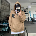 F3F Select B Logo Embroidered Suede Half Zip Hoodie