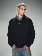 DICETINY Metal Button Long Sleeved Polo Shirt
