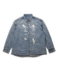 EVILKNIGHT(EK) Head Print Washed Denim Long Sleeved Shirt