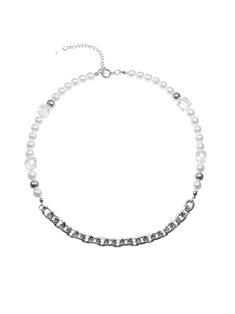 AWE Pearl Sugar Cube Crystal Necklace