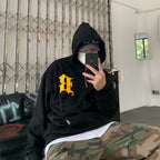 F3F Select B Logo Embroidered Suede Half Zip Hoodie