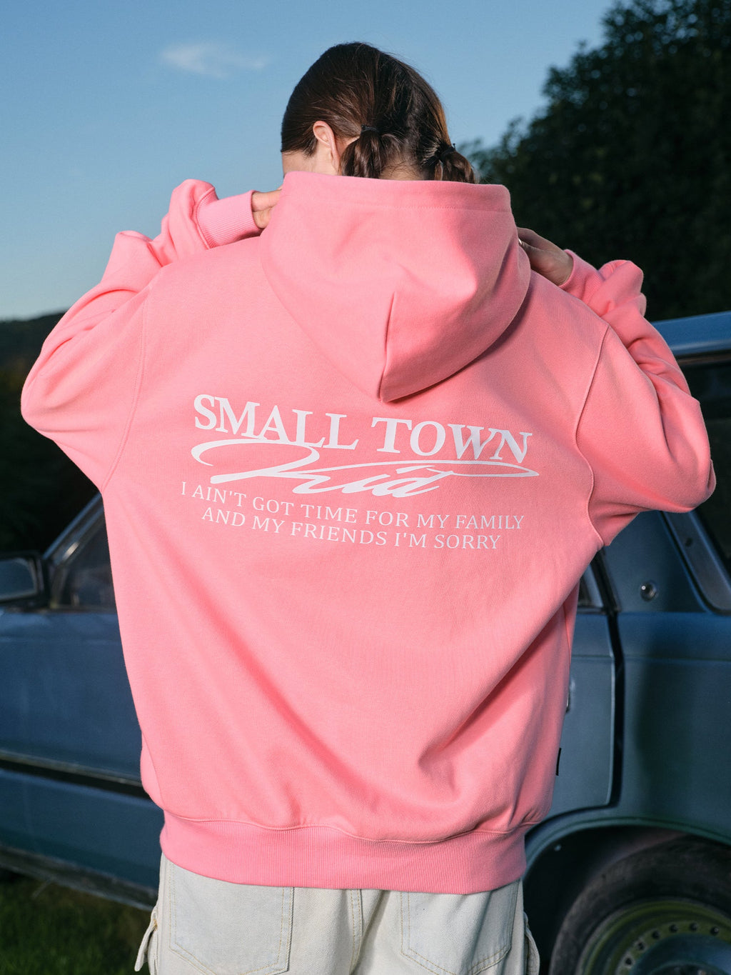Small Town Kid Font Typography Logo Zip Up Hoodie