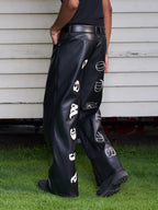AFGK Punk Embroidery Leather Pants