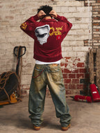 S45 Vintage Lapel Patch Polo Sweatshirt