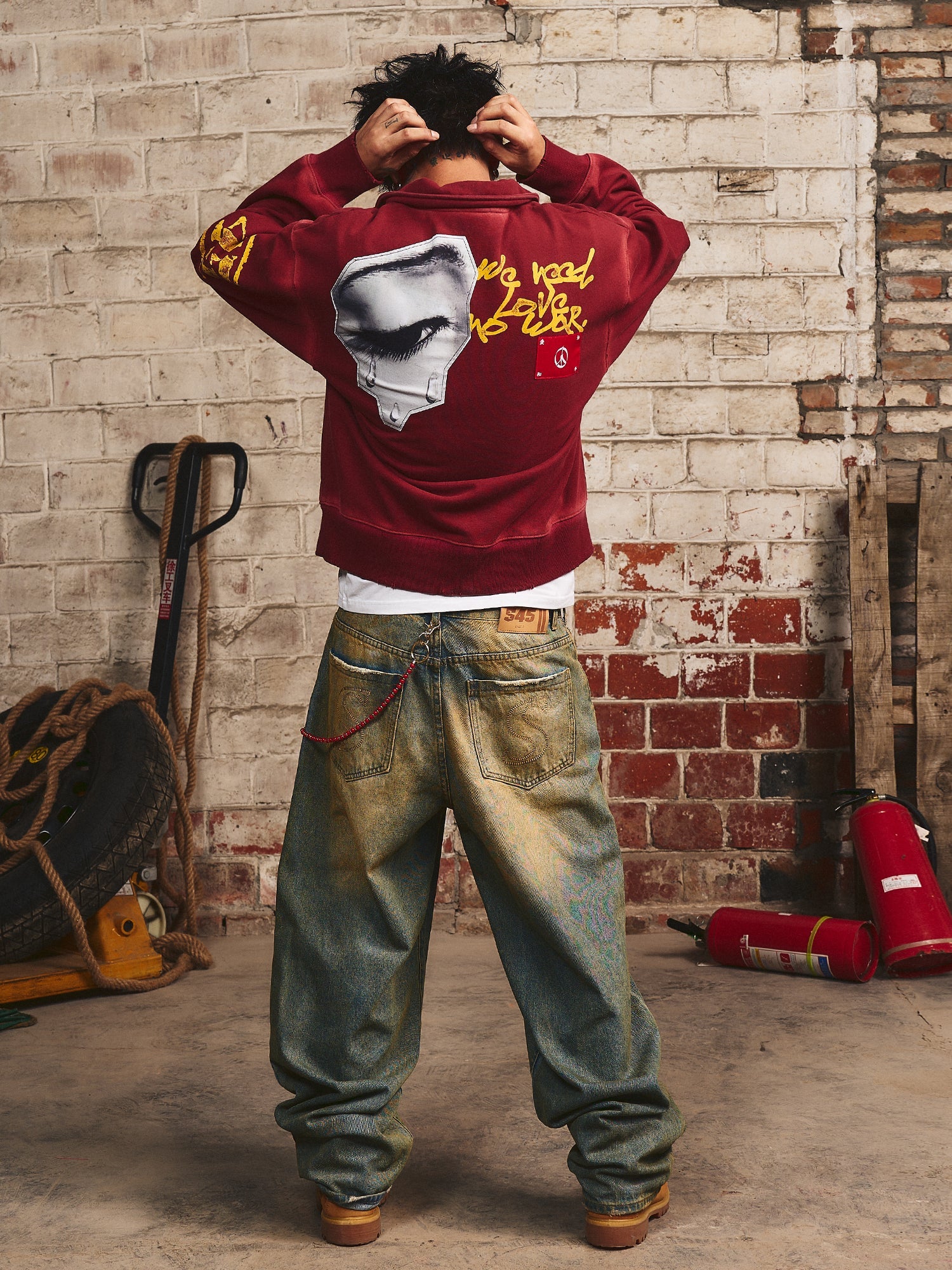 S45 Vintage Lapel Patch Polo Sweatshirt