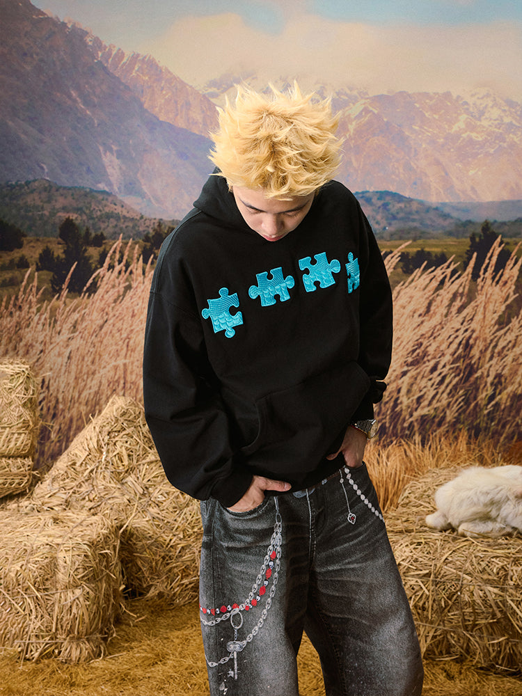YADcrew Dragon Scale Embroidery 3D Puzzle Hoodie