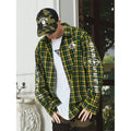 YADcrew Gothic Oval Puzzle Bubble Plaid Shirt