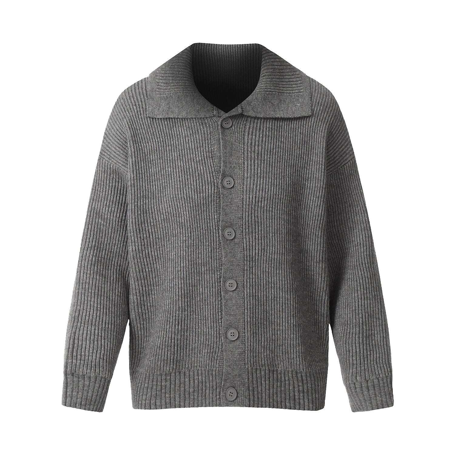 F3F Select Wide Lapel Gray Button Knit Cardigan