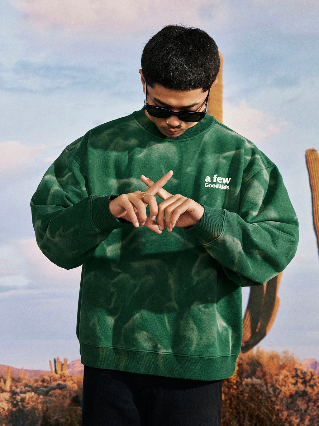 AFGK Wave Pattern Washed Old Sweatshirt