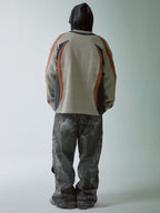 F2CE Deconstructed Clashing Color Waffle Sweatshirt
