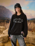 YADcrew Puzzle Pearl Jacquard Slogan Knit Sweater
