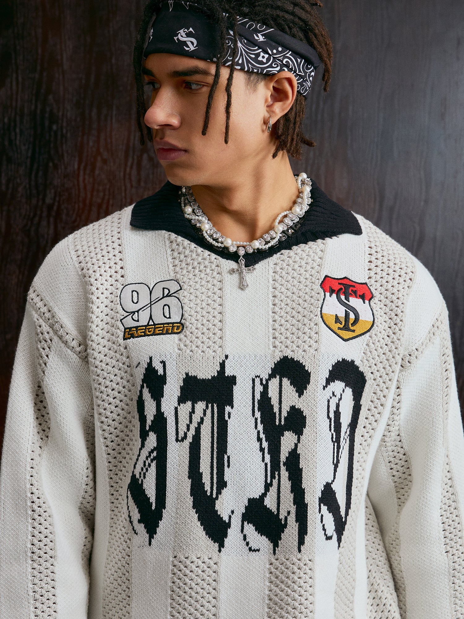 Small Town Kid Striped Knit Polo Sweater