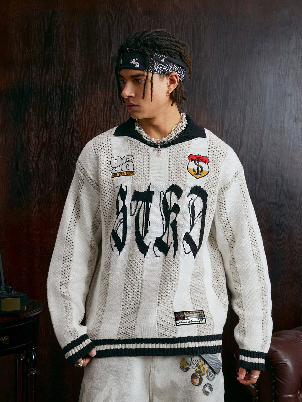 Small Town Kid Striped Knit Polo Sweater