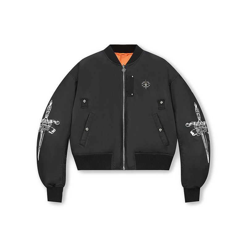 DICETINY Metal Logo Studs MA-1 Bomber Jacket