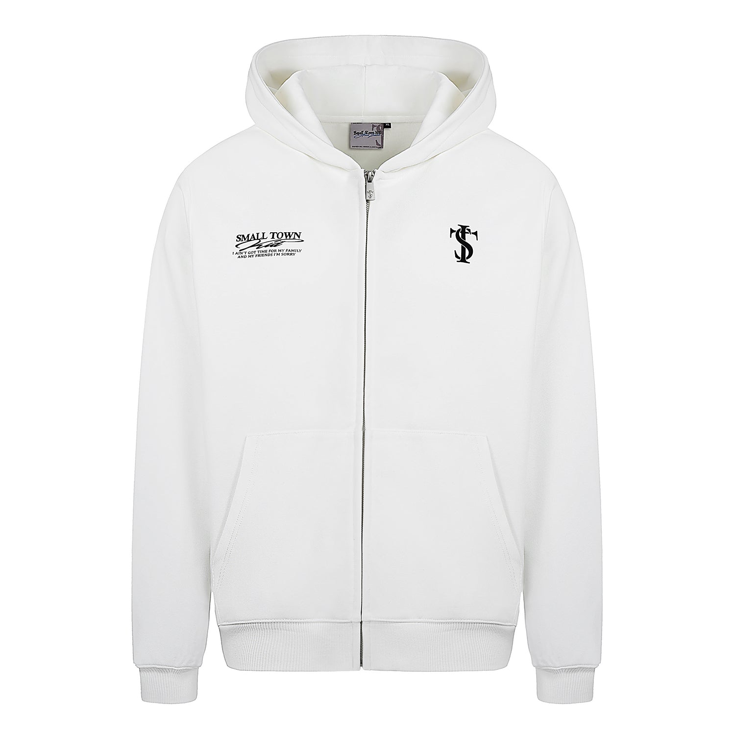 Small Town Kid Font Typography Logo Zip Up Hoodie