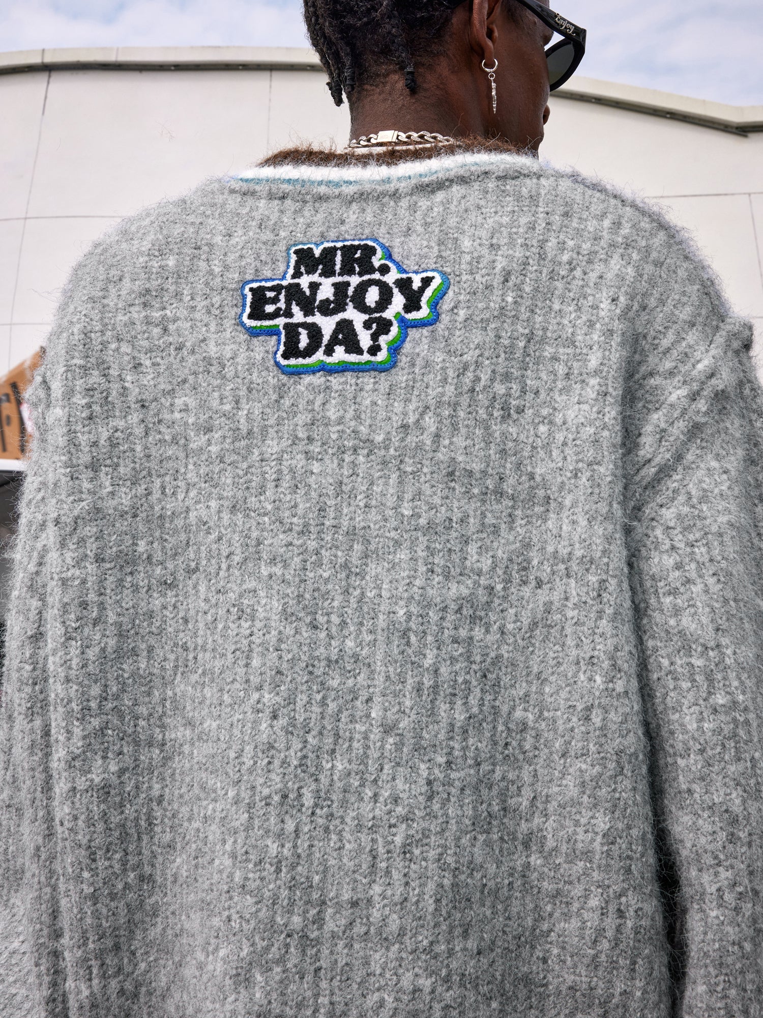 MEDM V Neck Logo Knit Sweater