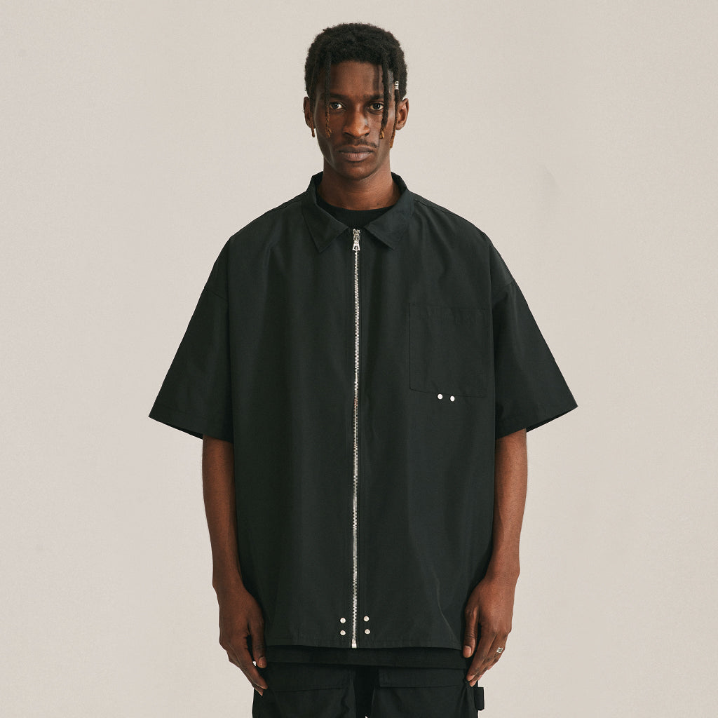 ANTIDOTE Zipper Studded Nylon Shirt