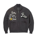 F2CE Embroidered Patchwork Zipper Knit Cardigan