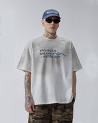 F2CE Aged Mud Dye Printed Slogan Tee
