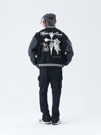 Harsh and Cruel Cross Angel Embroidered Varsity Jacket