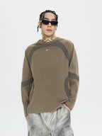 F2CE Washed Destruction Contrast Color Long Sleeve Tee
