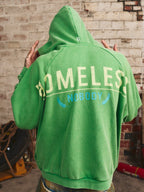 S45 Washed Flocking 3D Printed Zip Up Hoodie