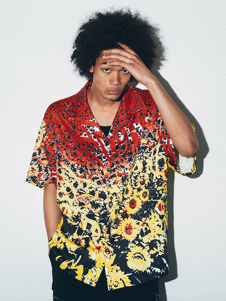 ANTIDOTE  Hawaiian Flower Short Sleeved Cuban Shirt