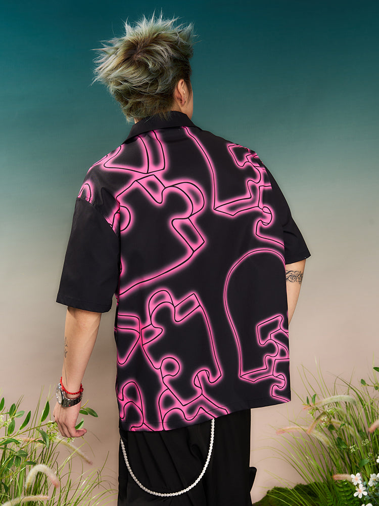 YADcrew Love Puzzle Halo Full Print Short Sleeve Shirt