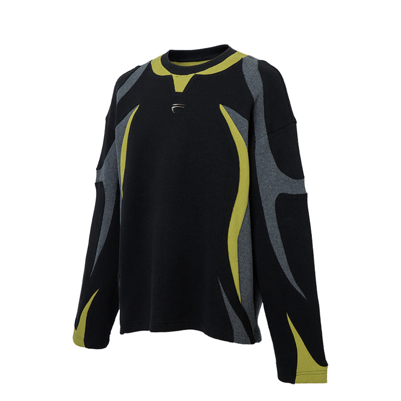 F2CE Deconstructed Clashing Color Waffle Sweatshirt