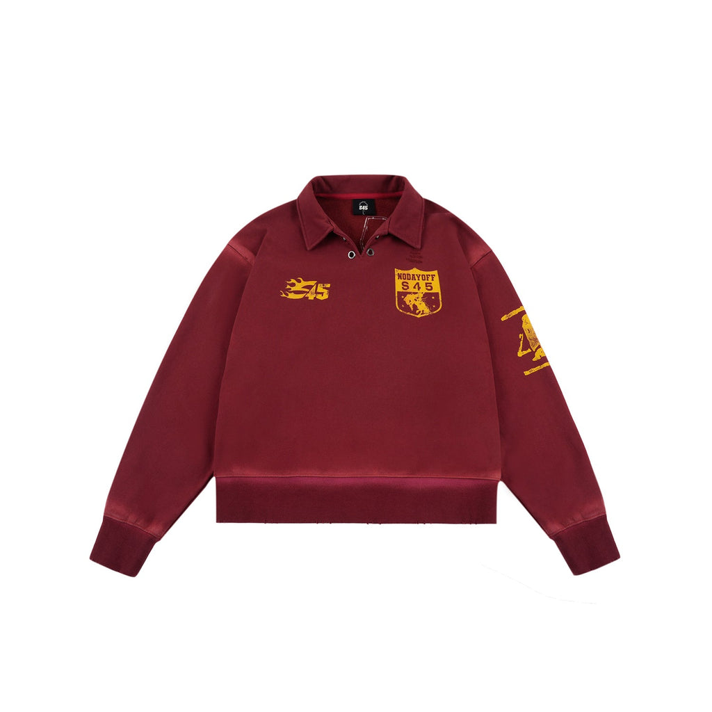 S45 Vintage Lapel Patch Polo Sweatshirt