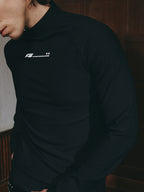 ANTIDOTE Slim Pit Stripe Stretch Half High Neck Long Sleeve Tee