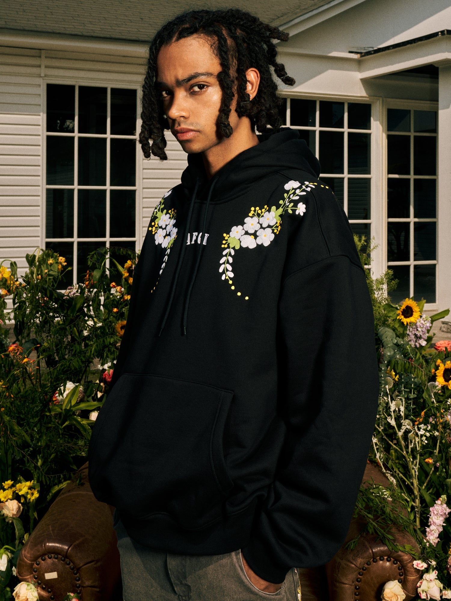 AFGK Daisy 3D Embroidery Printed Hoodie