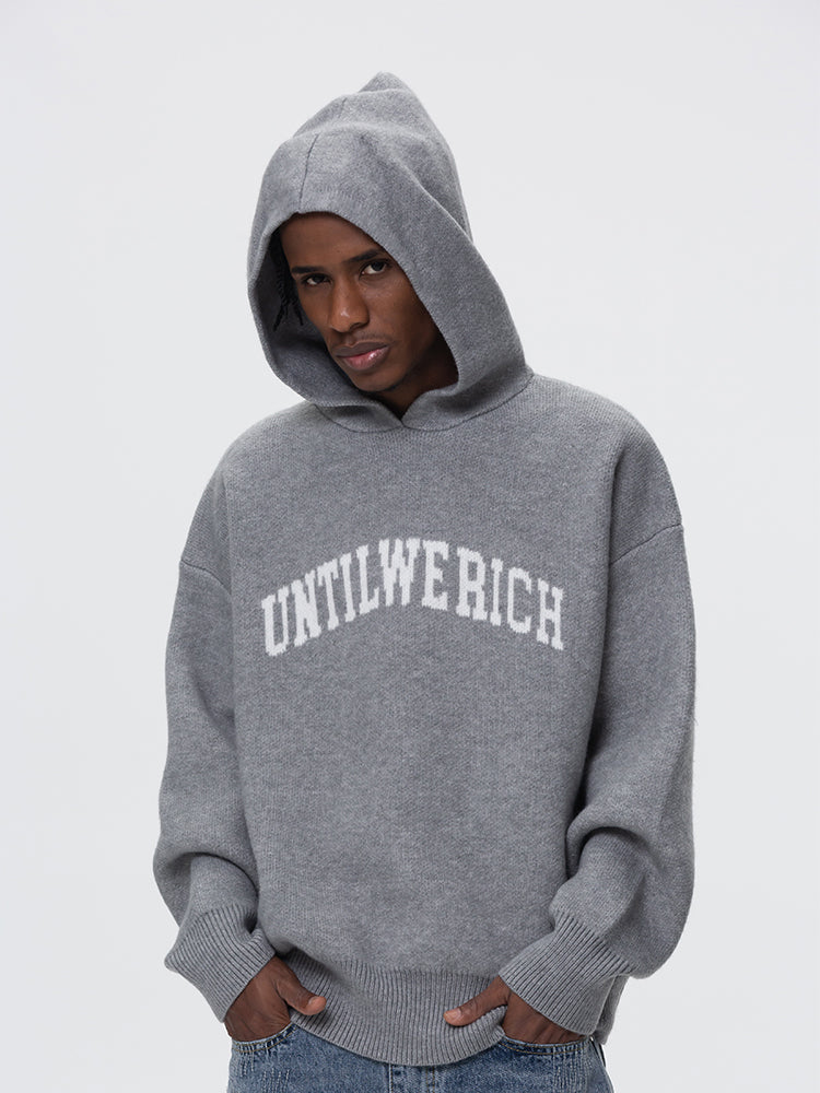 UNTILWERICH Jacquard Hooded Knit Sweater