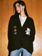 MEDM Embroidered Badge Knit Sweater Cardigan