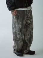 F2CE Printed Ink Splash Gradient Washed Baggy Jeans