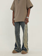 F3F Select Stitching Zipper Washed Flare Jeans