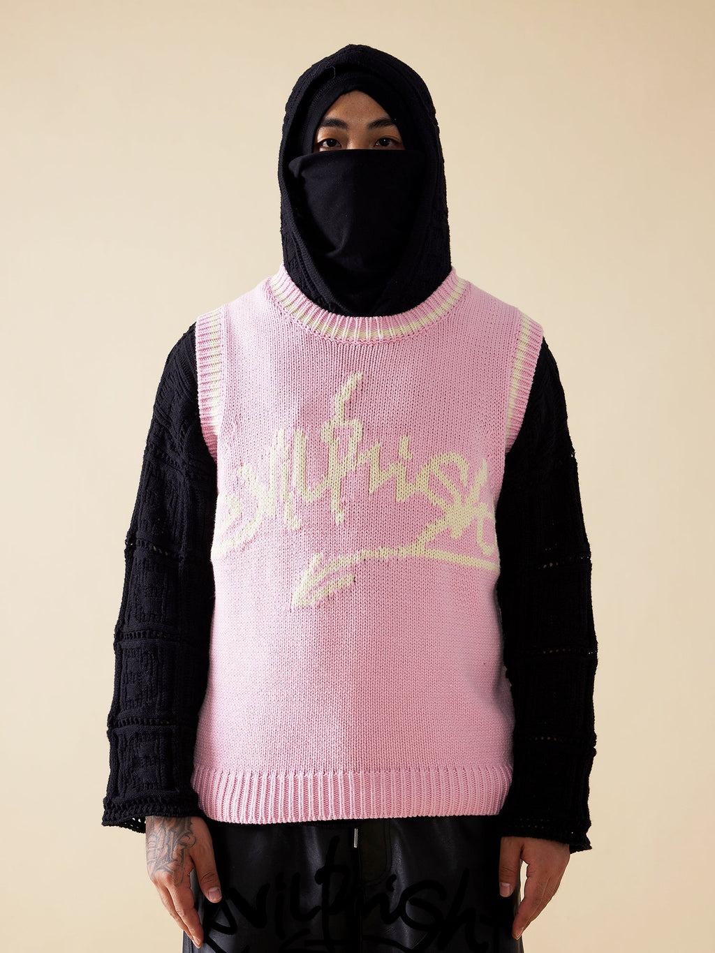 EVILKNIGHT(EK) Jacquard Logo Knit Vest