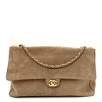 Suede Calfskin Souplissimo Maxi Flap Dark Beige