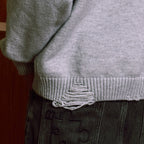 YADcrew Phantom Letters Logo Destruction Knit Sweater