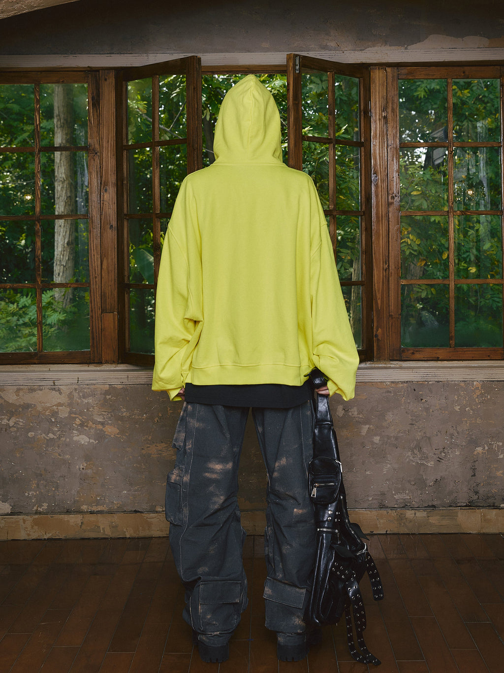 STEEPC Sparkling Fluorescent Yellow Zip Hoodie