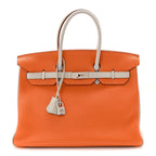 Togo Horseshoe Birkin 35 Orange Gris Perle