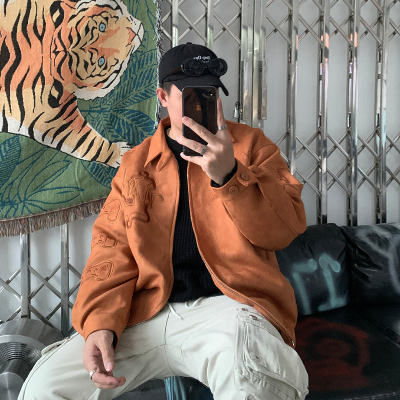 F3F Select Embroidered Suede Lapel Jacket